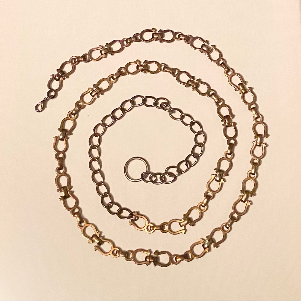 Gold Horsebit Chain Belt Adjustable Equestrian Style Chain Link Belt Vintage